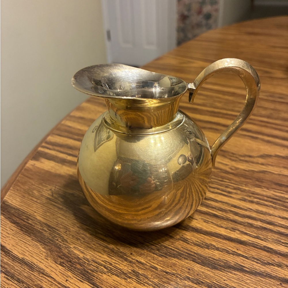 Vintage Heavyweight Handmade Brass Pitcher - Made in India